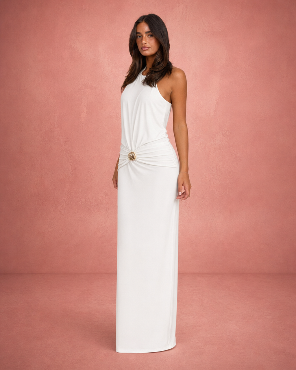 Halter Neck Bodycon Sculpting Midi Dress