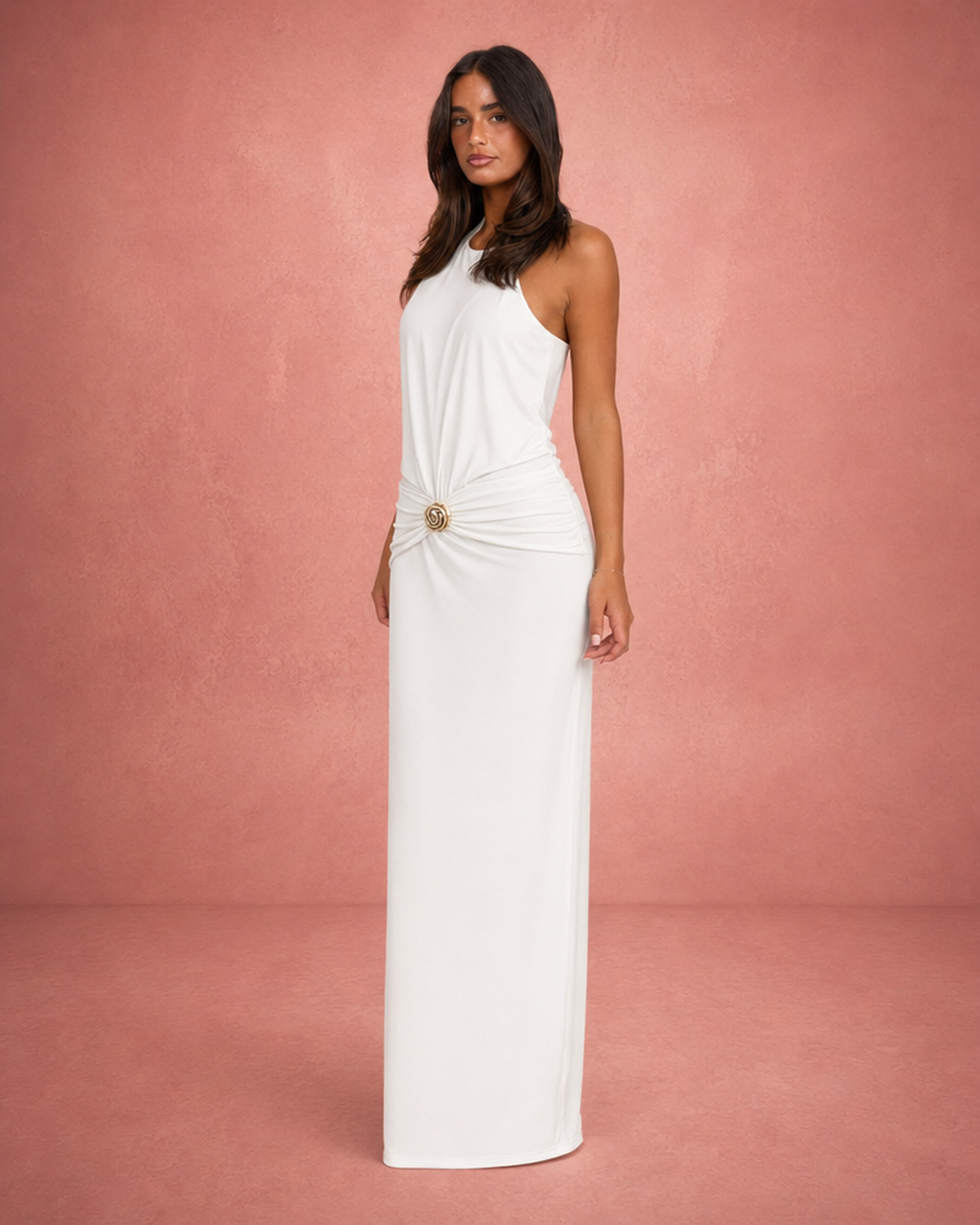 Halter Neck Bodycon Sculpting Midi Dress