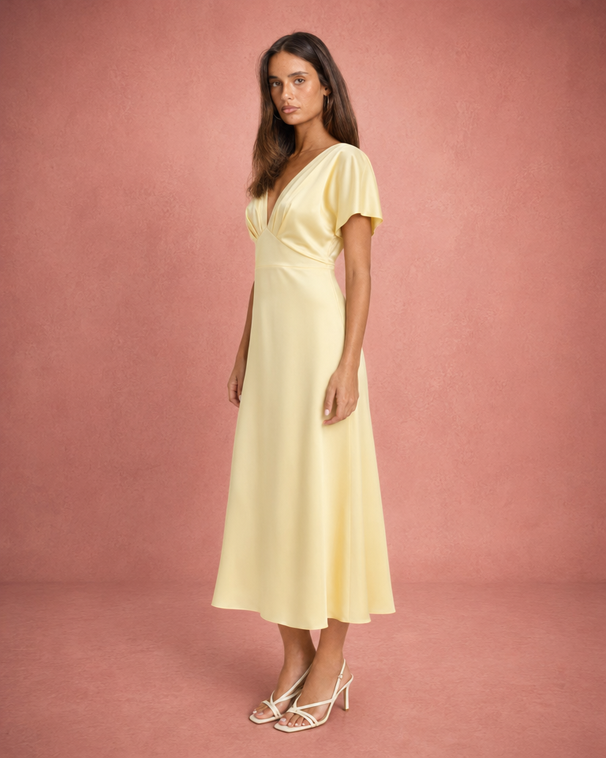 Satin-Feel Flowing Midi Summer Dress