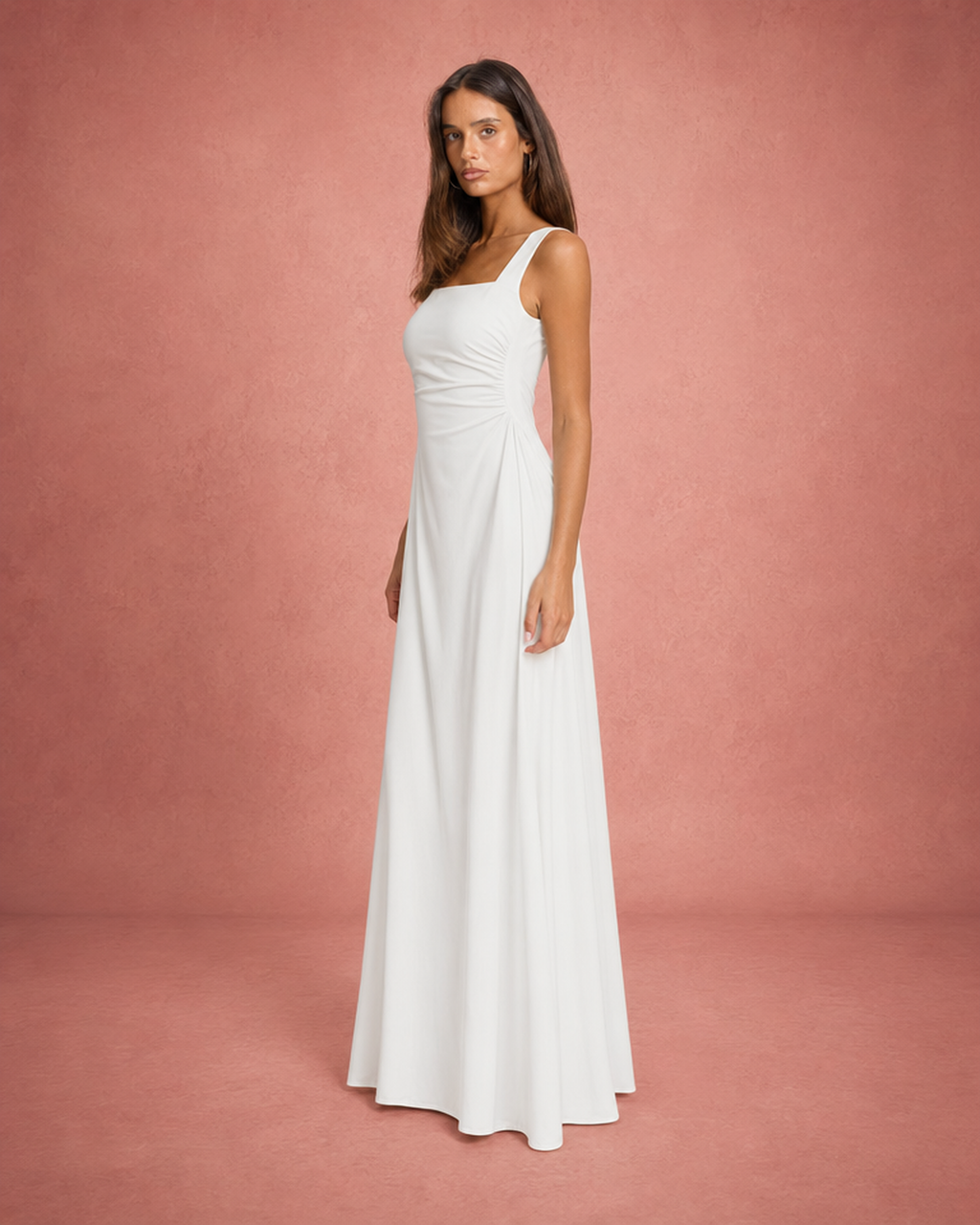 Ruched Slim Fit Low Back Maxi Dress