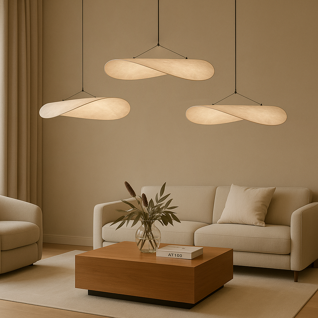Silk Pendant Lamp Modern Japandi Boho Living Room Light