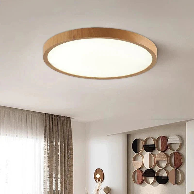 LED Ceiling Light Dimmable 3 Modes Wood Finish