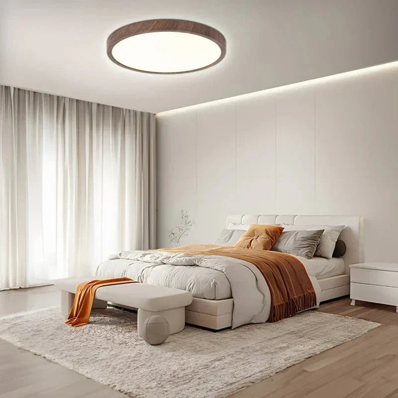 LED Ceiling Light Dimmable 3 Modes Wood Finish