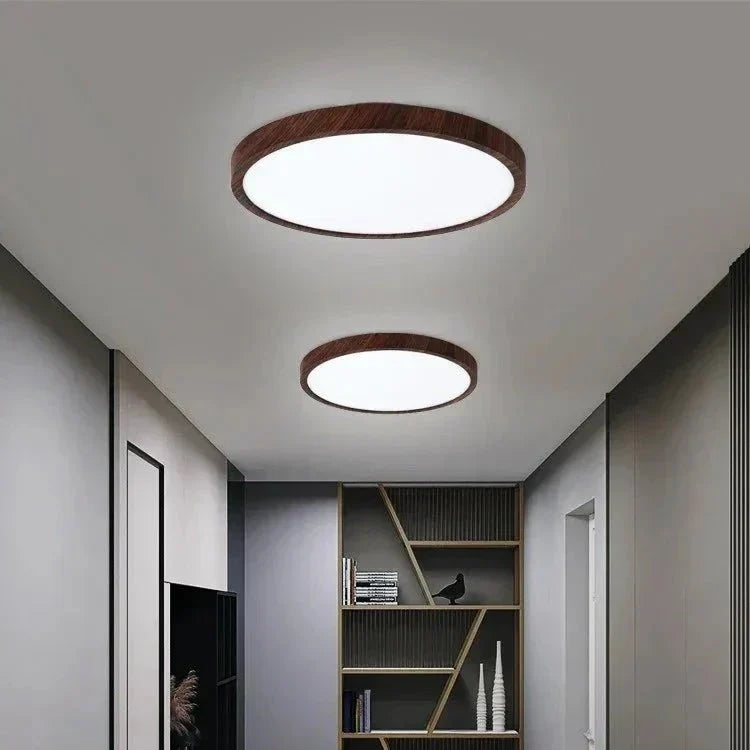 LED Ceiling Light Dimmable 3 Modes Wood Finish