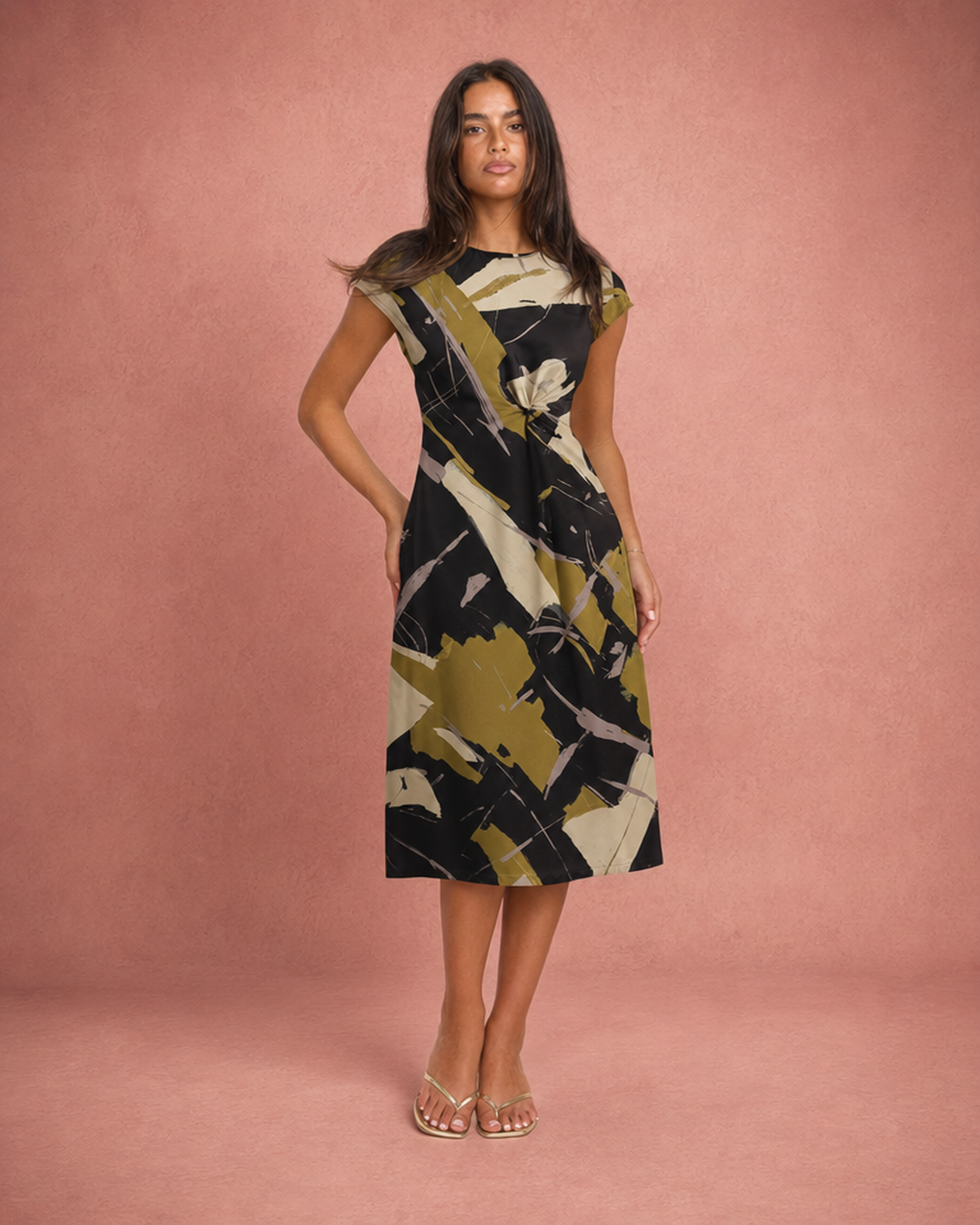 Printed Floral Flowing Maxi Dress - Black Floral