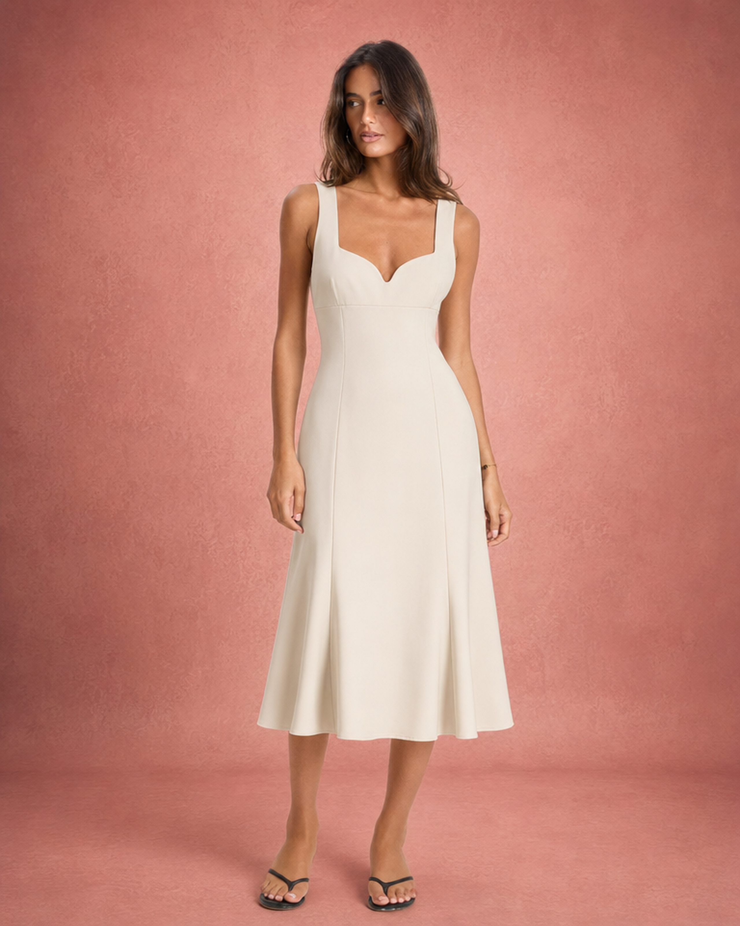 Square Neck Sleeveless Maxi Dress - Off-White
