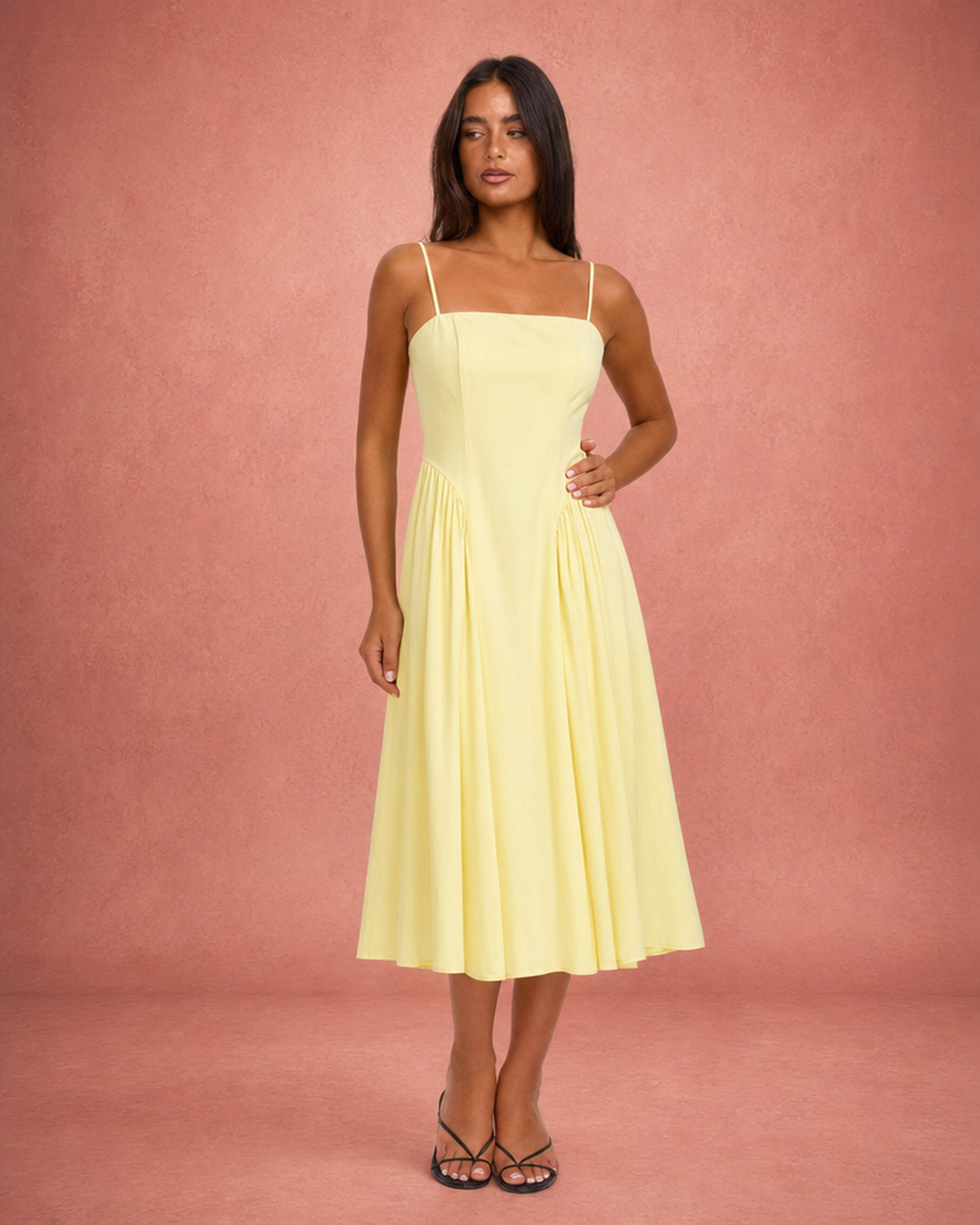 Flowing V-Neck Summer Maxi Dress - Yellow